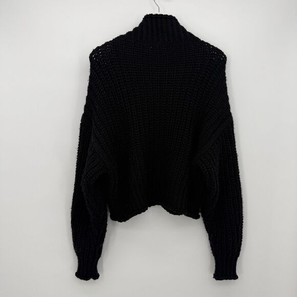 Express Black Chunky Knit Mock Neck Sweater Oversized Size Small Polyester - Picture 11 of 13